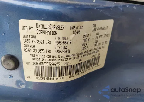 2006 Chrysler Pt Cruiser Limited из США, поврежденный, VIN 3A8FY68876T276275